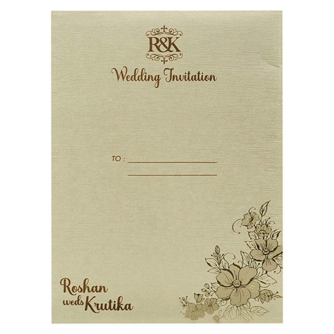 Gold Floral Wedding Card-KSI64870