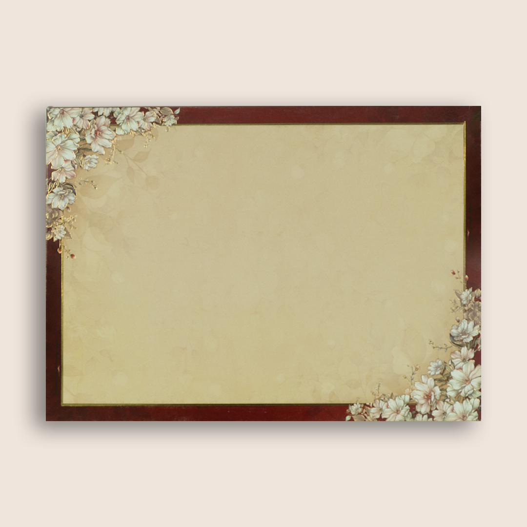 Maroon Floral Premium Wedding Card - KAA05300