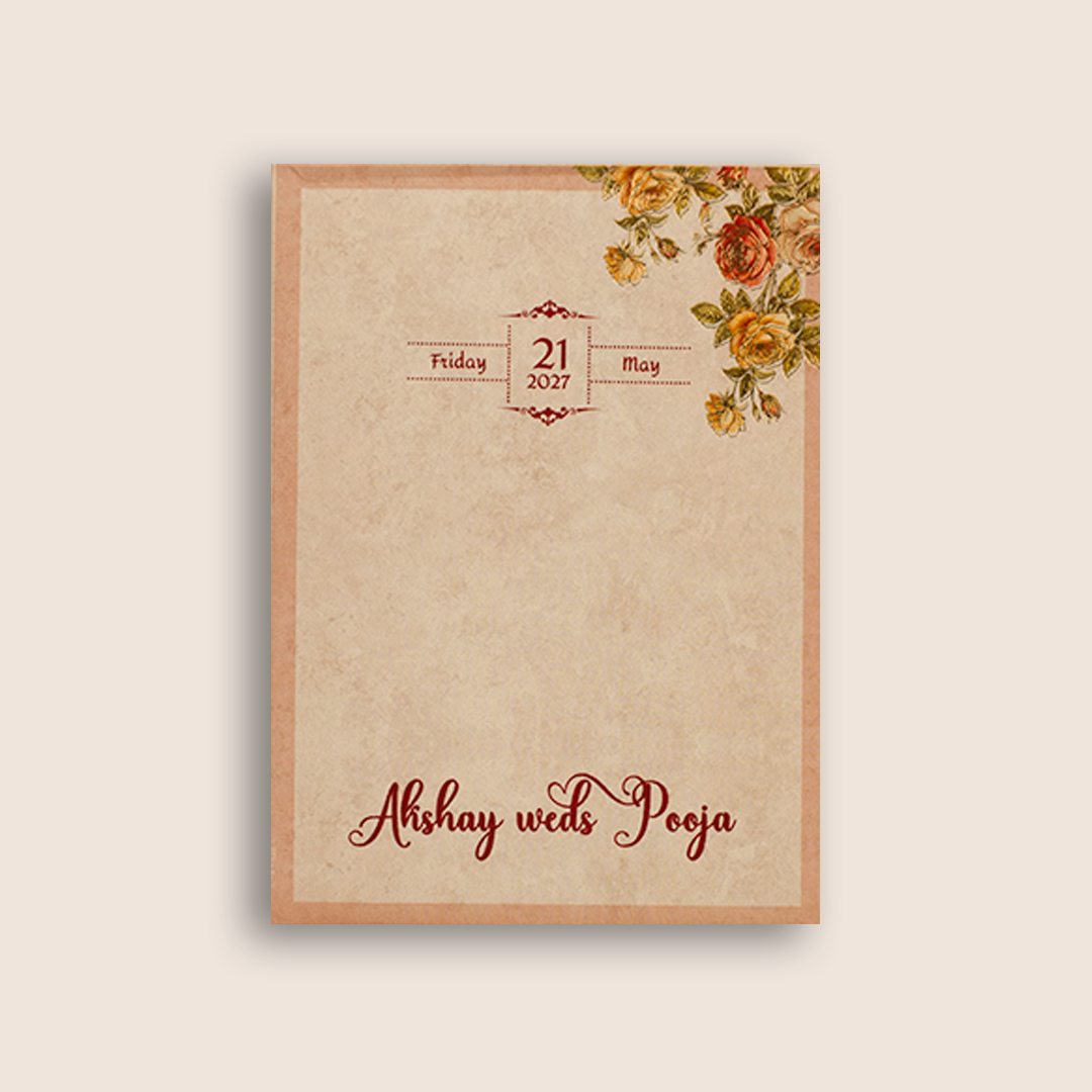 Warm Pink Floral Door Style Wedding Card - KPR07360