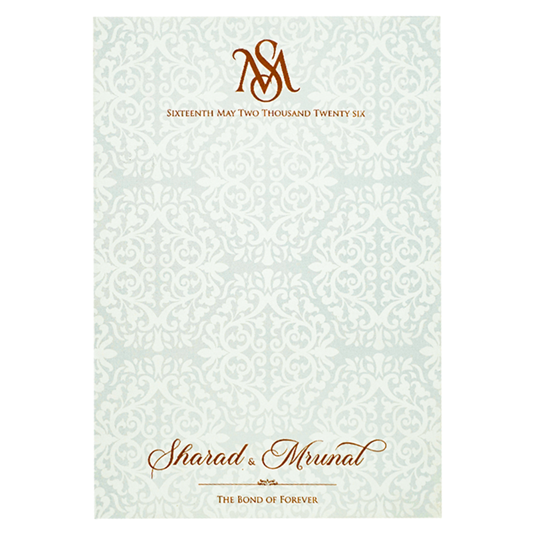 White Ganesha Arch Wedding card-KRE28630