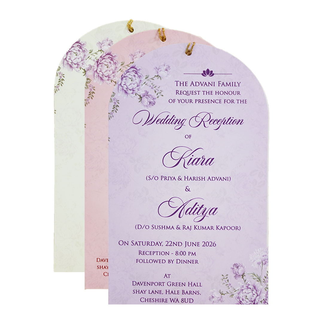Luxury Lavender Floral Laser-Cut Wedding Card - KFR15100
