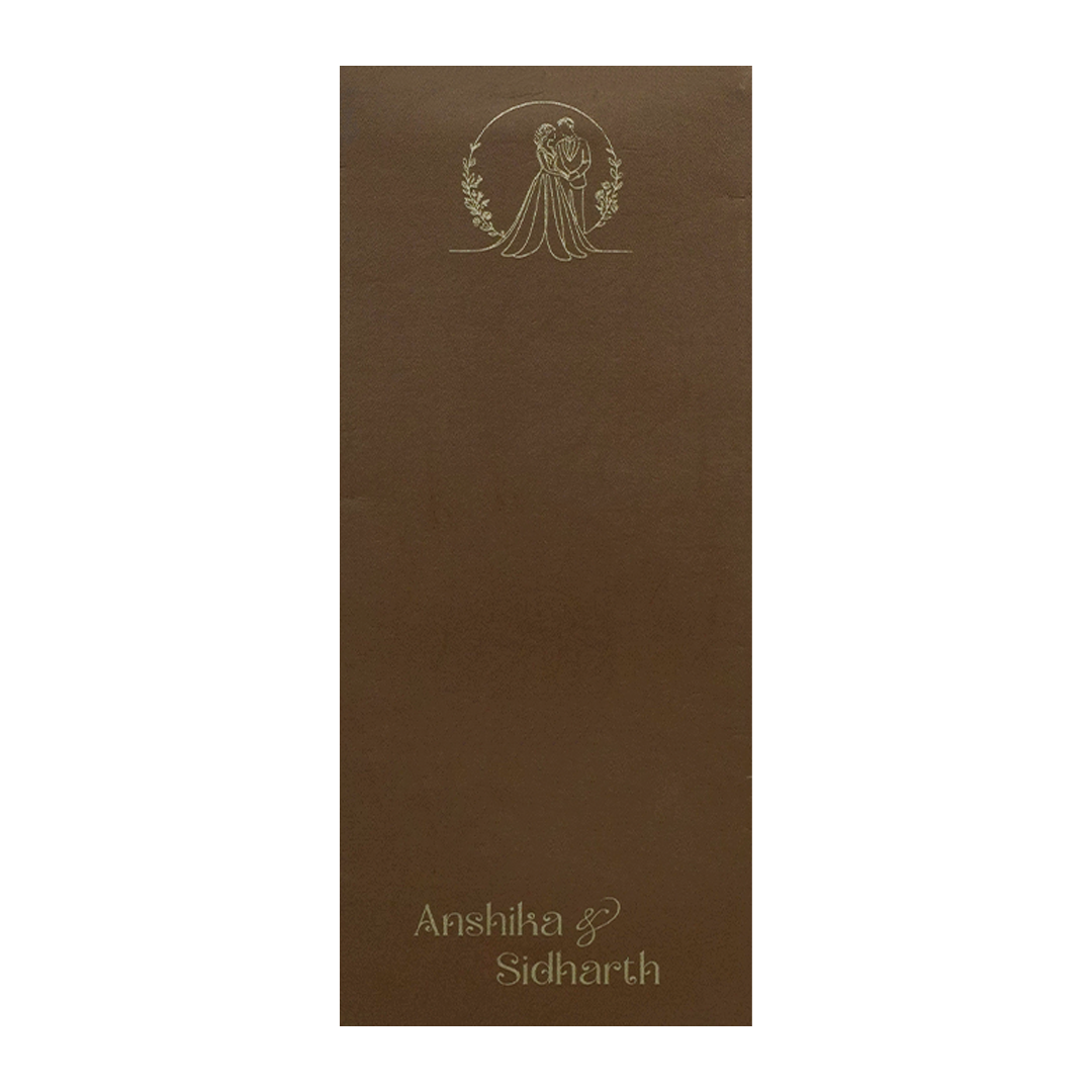 Brown Classic Bride Groom Wedding Card-KRC31370