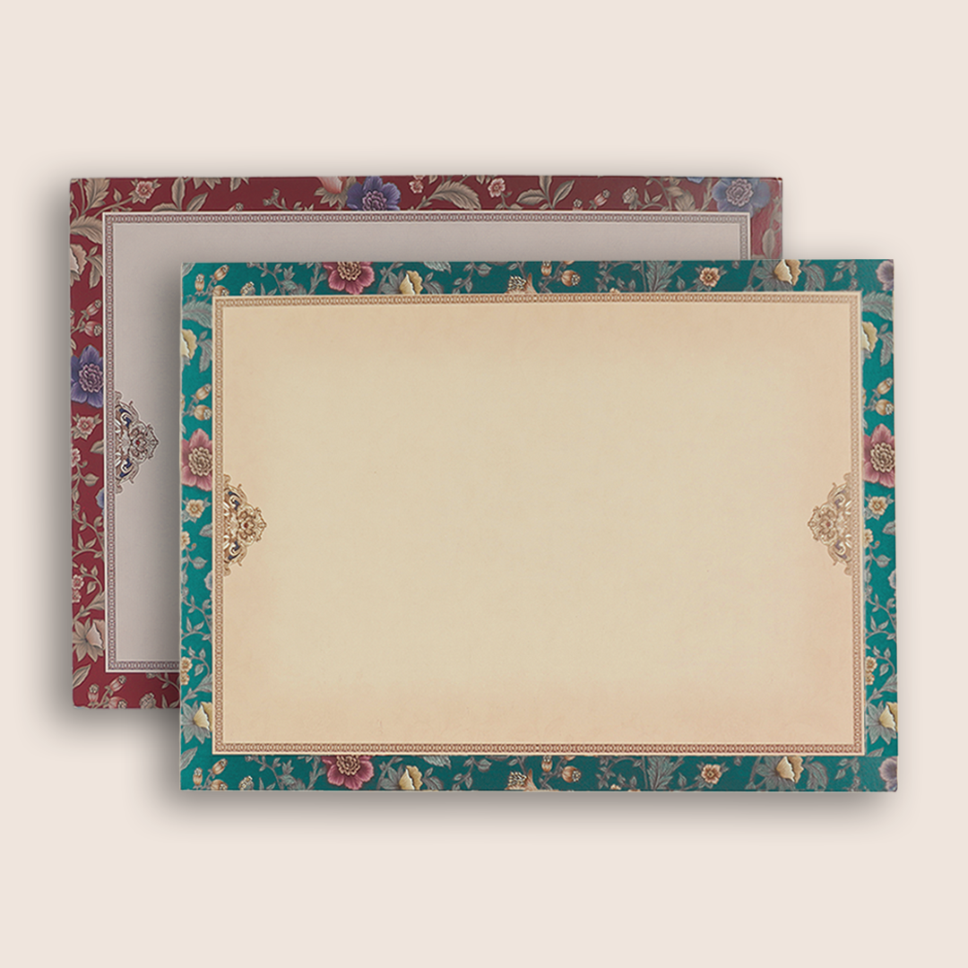 Blue Padded Floral Door Style Wedding Card - KAA06390