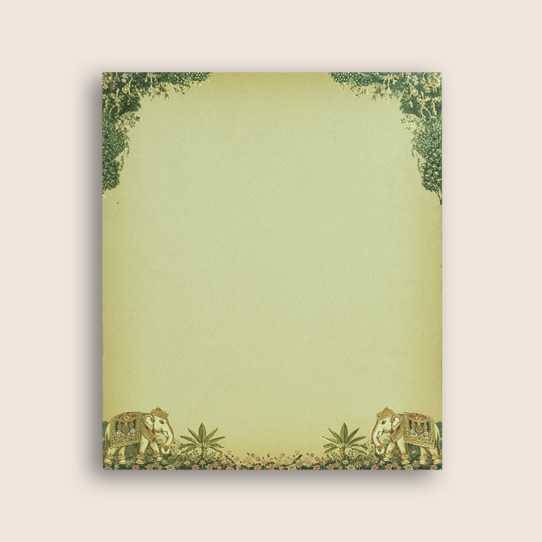 Green Elephant Jharokha Padded Wedding Card - KAA05840