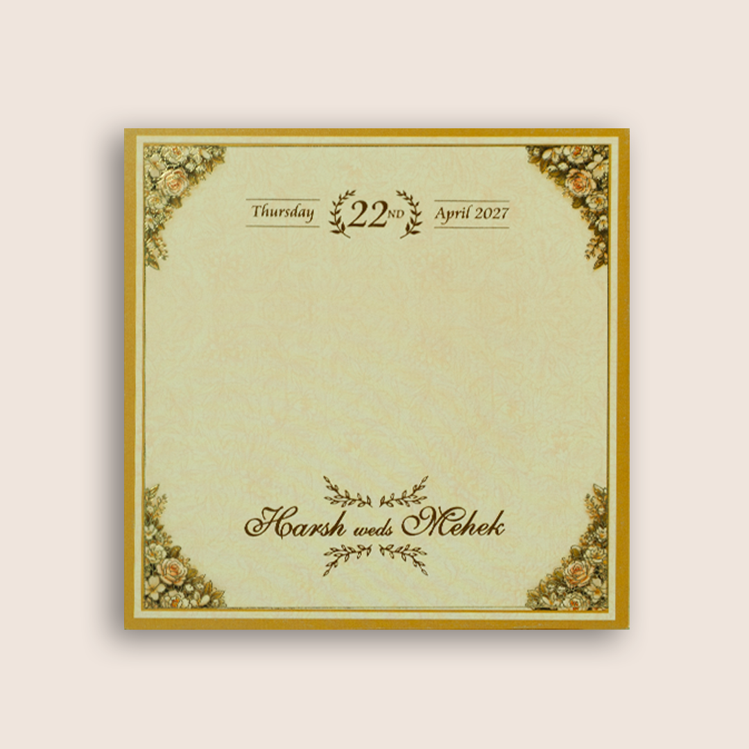 Gold Floral Frame Invitation Card - KPR07140