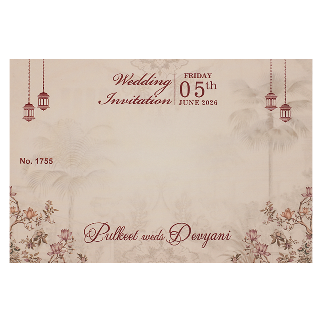 Buy Cream Floral Padded Wedding Card