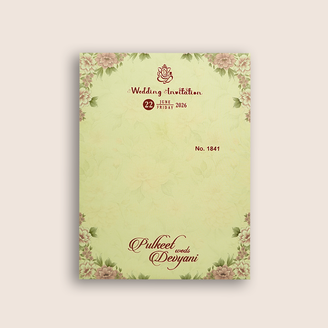 Cream Floral Door Style Invitation Card - KJTS1841