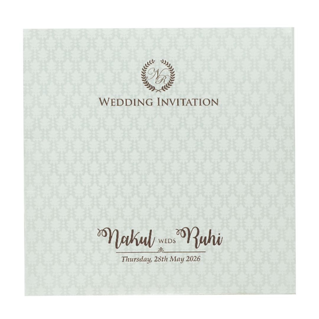 White Floral Border Wedding Card-KRE28560