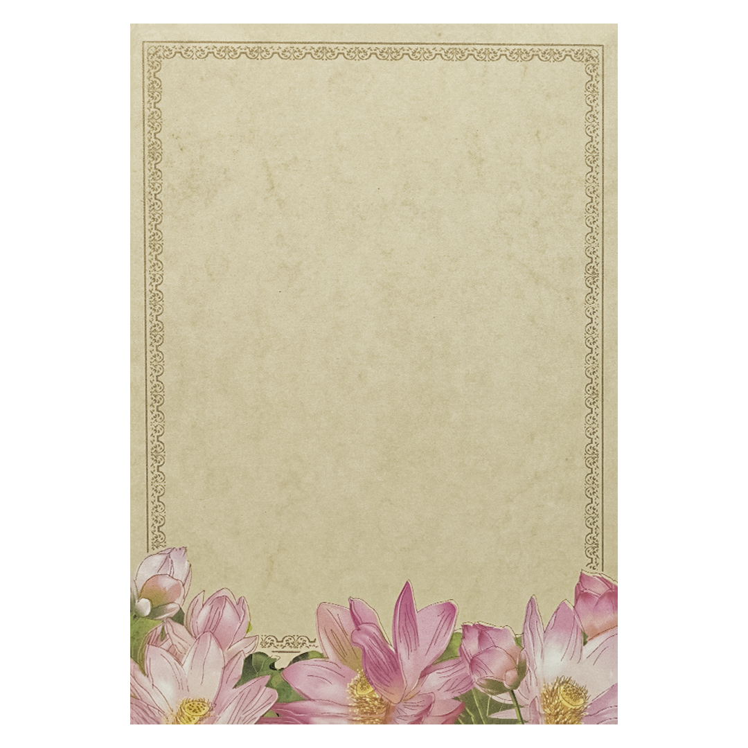 Cream Lotus Floral Wedding Card - KBM05220
