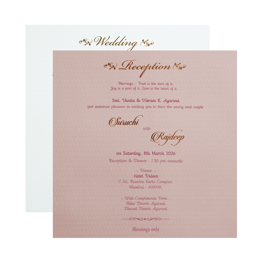 Green Pink Floral Padded Wedding Card -KMMWD1124