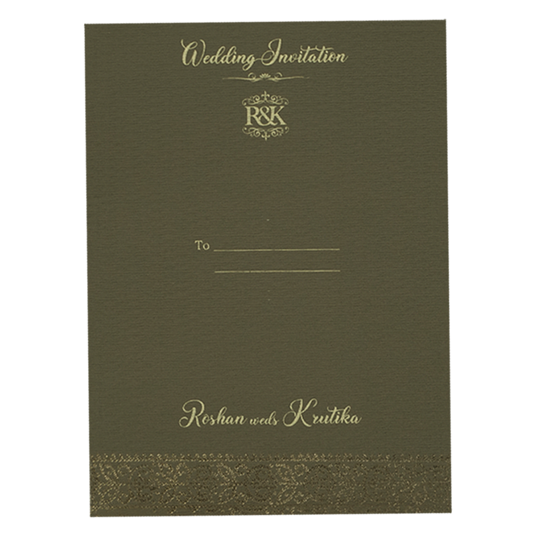 Grey Leatherette Book Fold Wedding Card-KSI65190