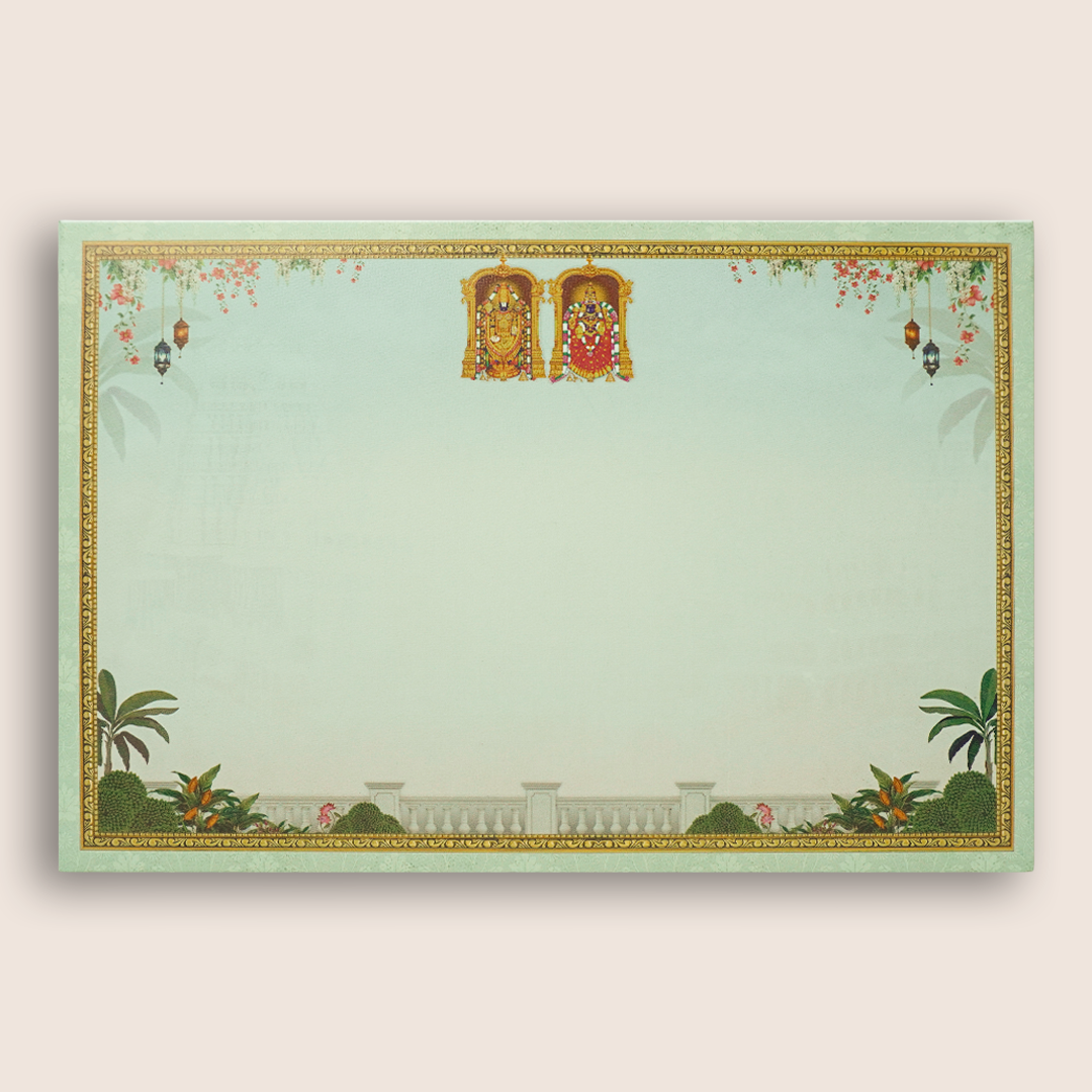 Green Padded Floral God Wedding Card-KNAK4703