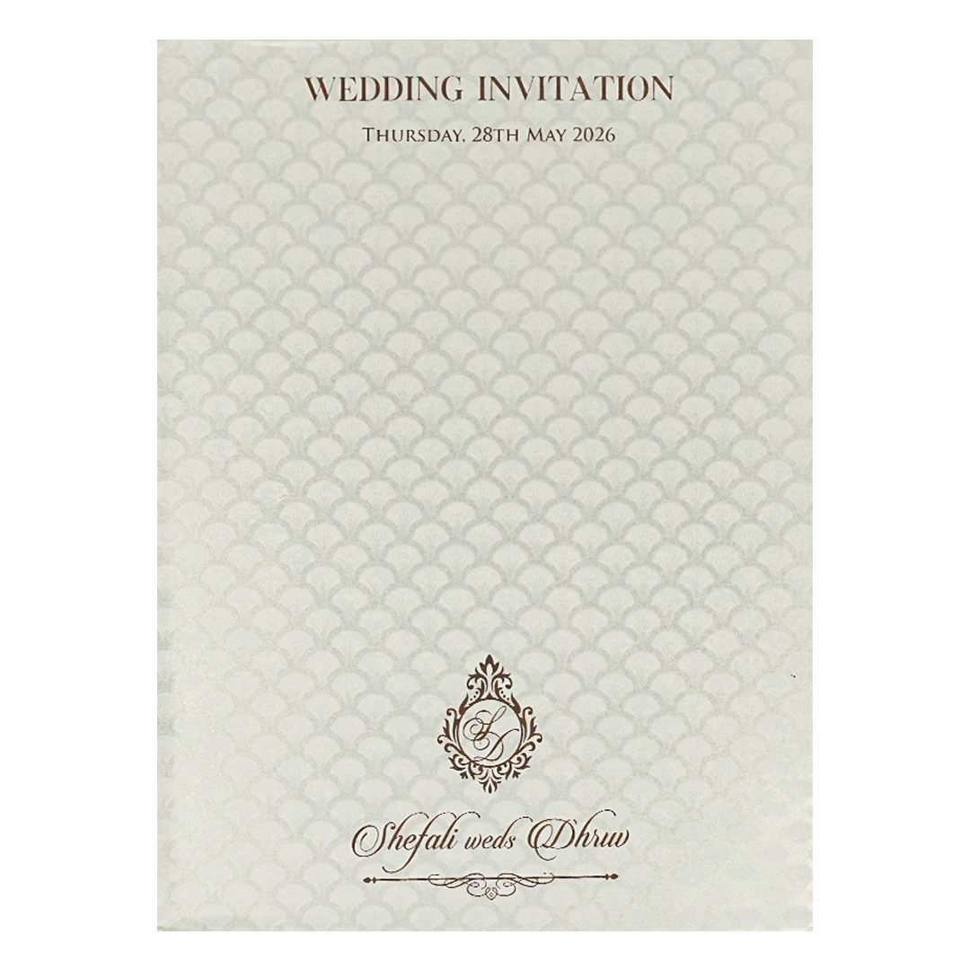 White Embossed Royal Elephant Wedding Card-KRE28420