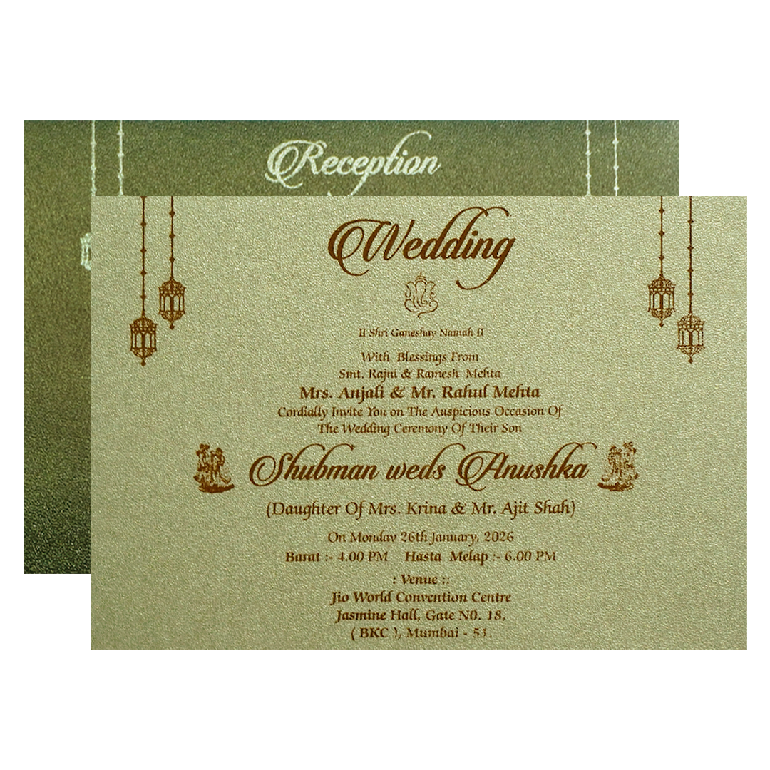 Deluxe Gold Padded Ornate Wedding Invitation Card-KRB08330