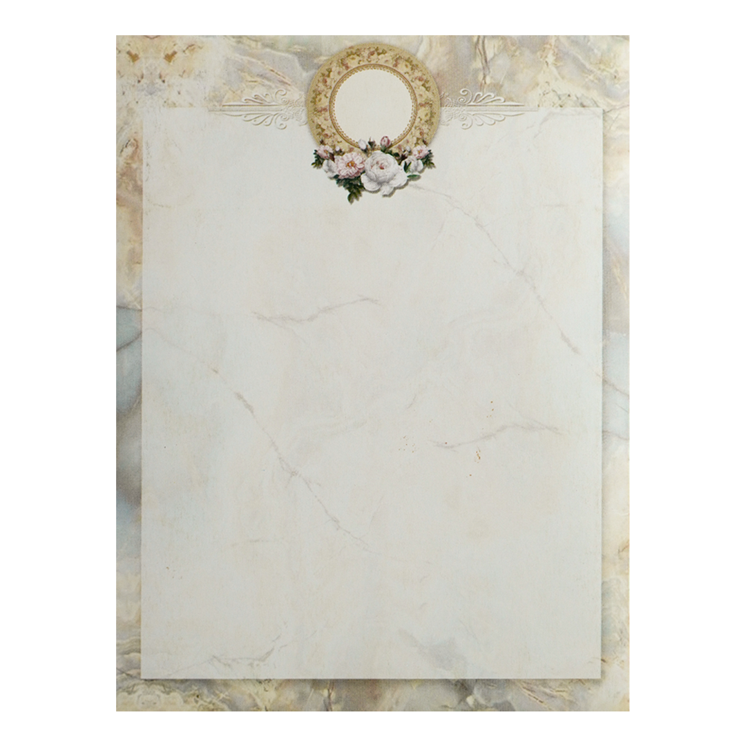 Cream Floral Marble Wedding Card-KNKC4084