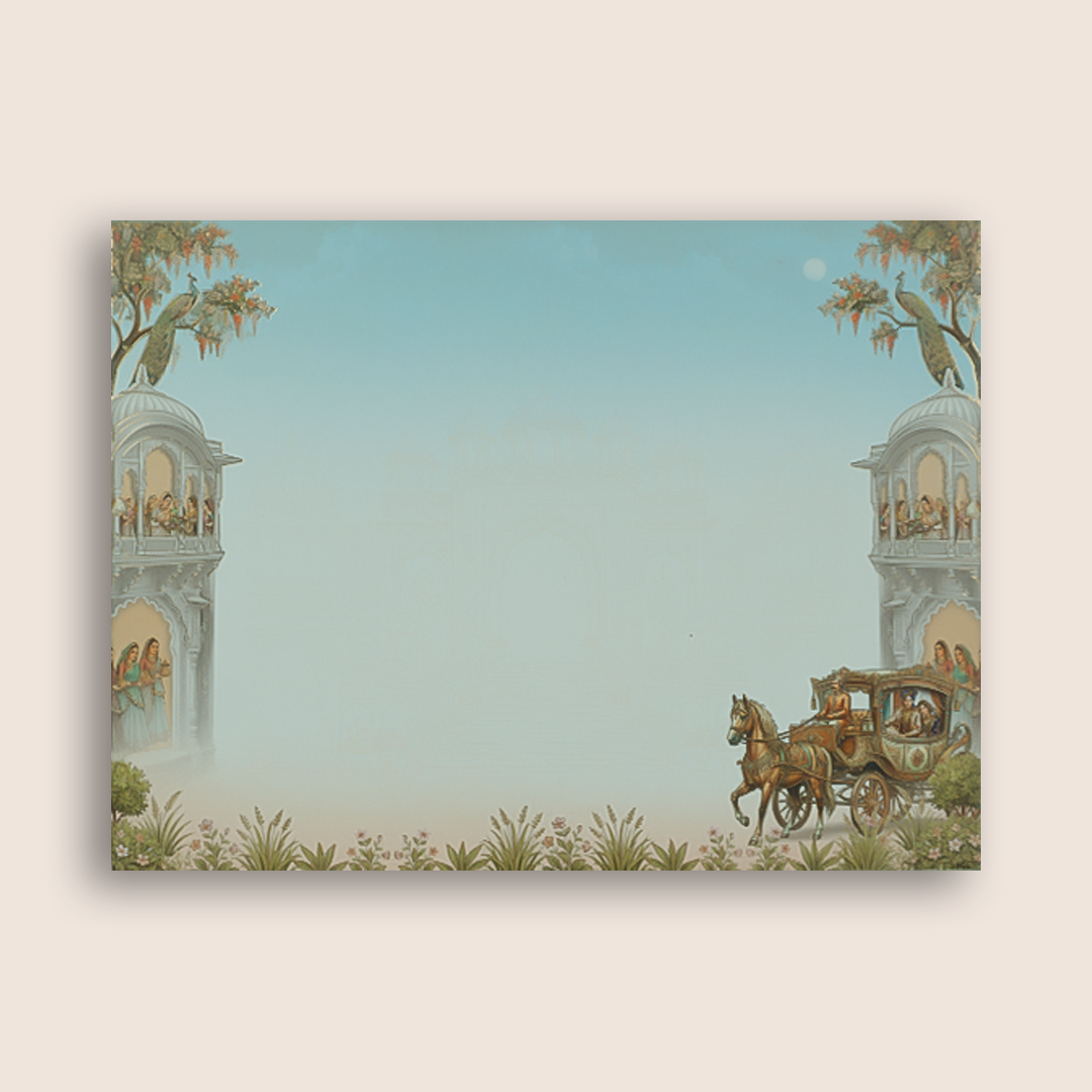 Grey Horse Chariot Luxury Invitation Box - KAA06010