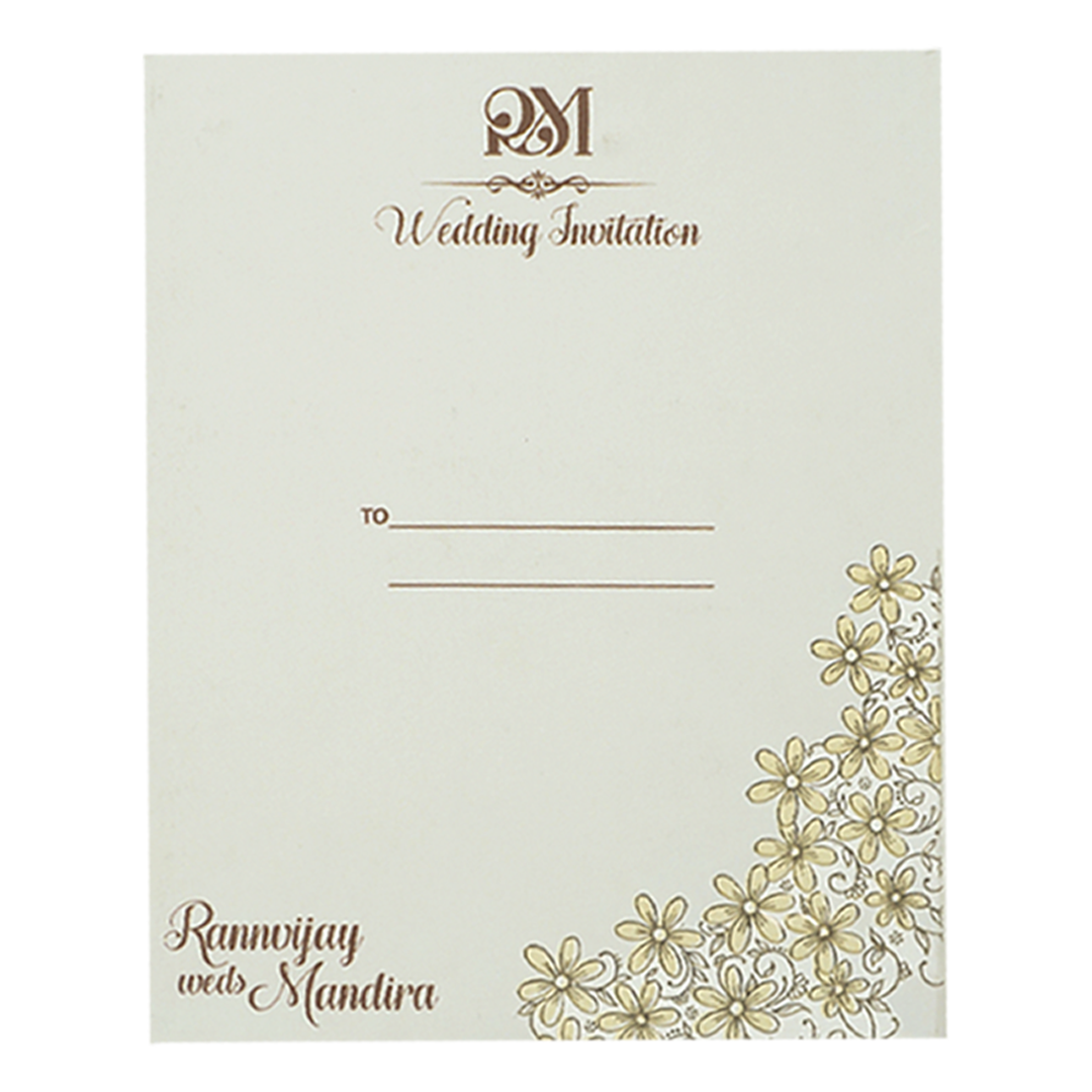 White Pearl Floral Ring Ceremony Wedding Card-KSI64620