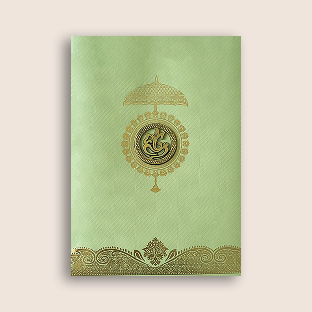Green Gold Floral Wedding Card - KNCM024N