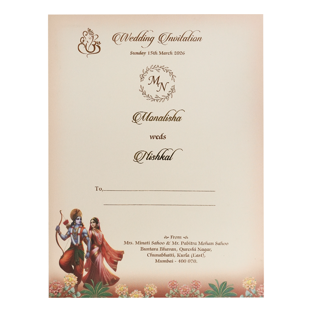 Rama Sita Temple Themed Wedding Card-KSH72320