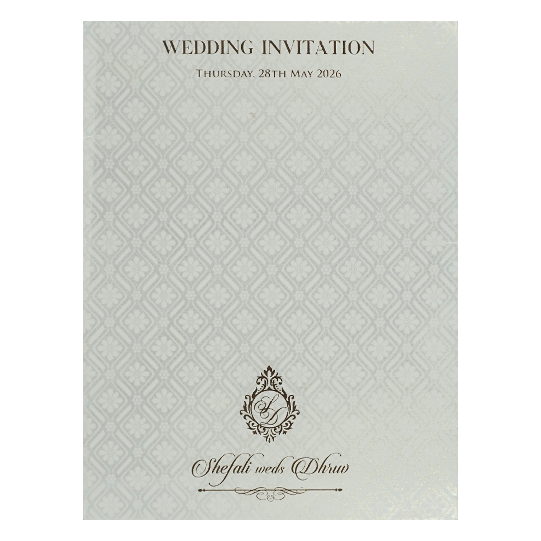 White Ganesha Floral Wedding Card-KRE28370