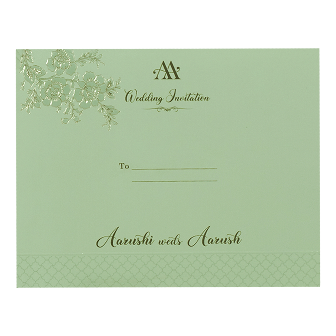Sage Green Floral Textured Wedding Card-KSI64740