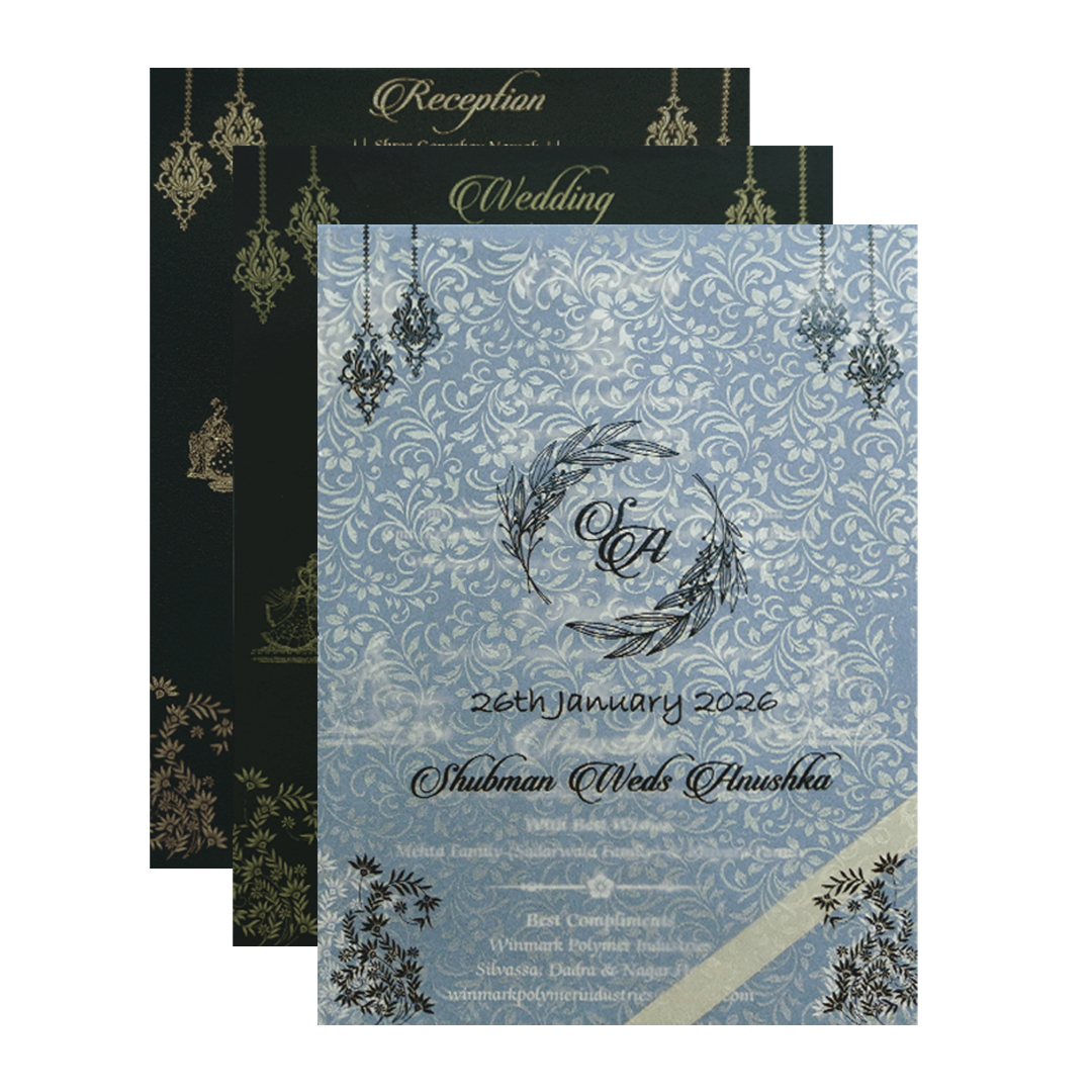 Luxurious Black Gold Foil Padded Wedding Card-KRB09682