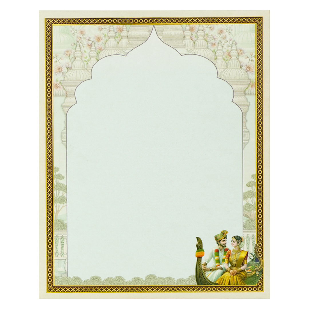 Blue Royal Floral Bride Groom Wedding Card-KNKJ1156