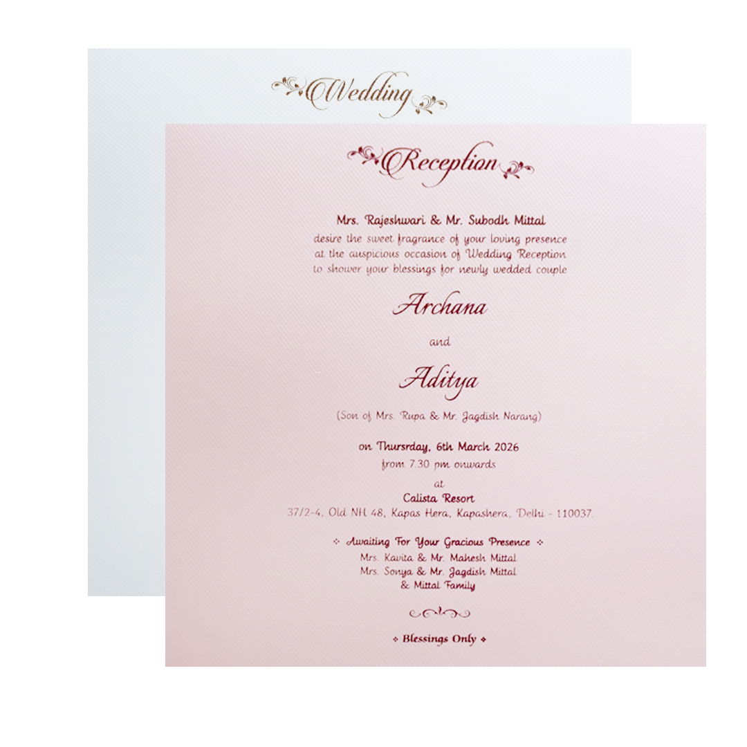 Grey Gold Floral Padded Wedding Card - KMMWD1134