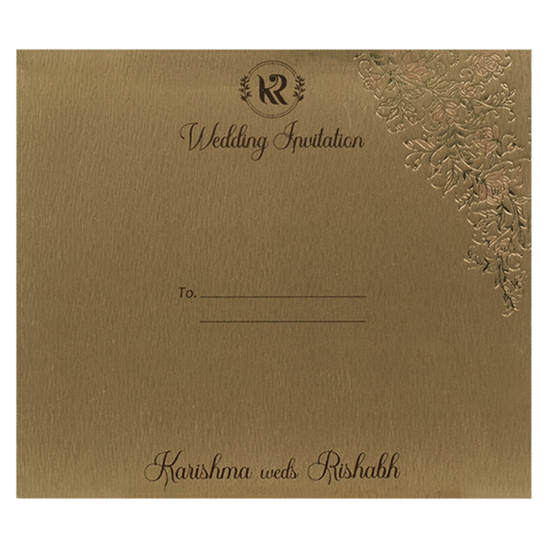 Gold Floral Ornate Wedding Card-KSI64900
