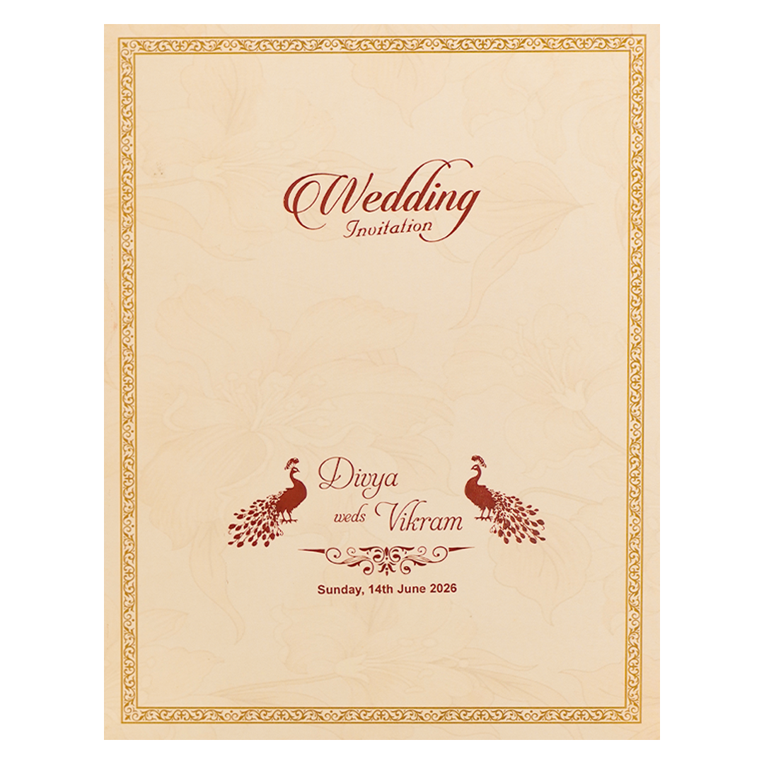 Pink Floral Padded Wedding Card-KNMO9313