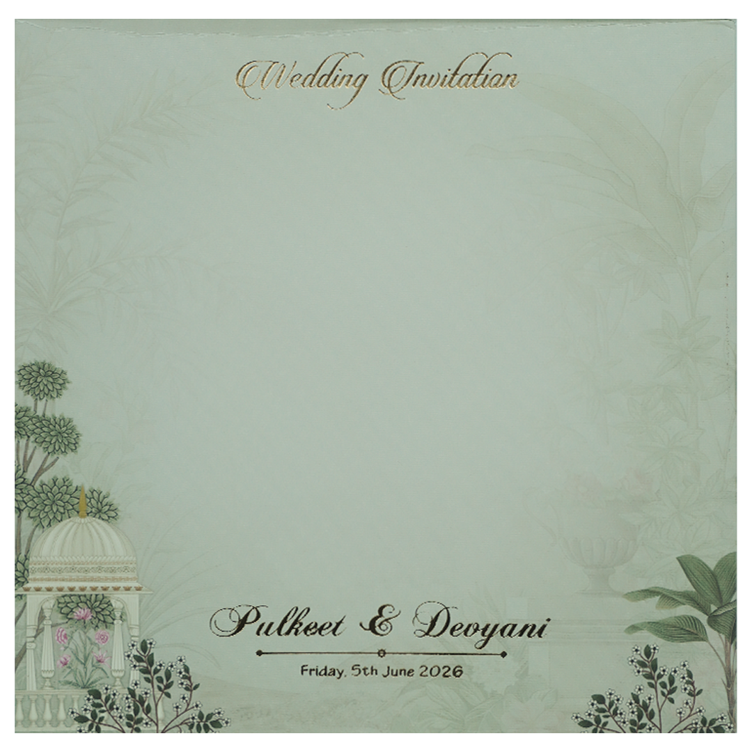 Green Garden Gazebo Padded Wedding Card-KJTS1817