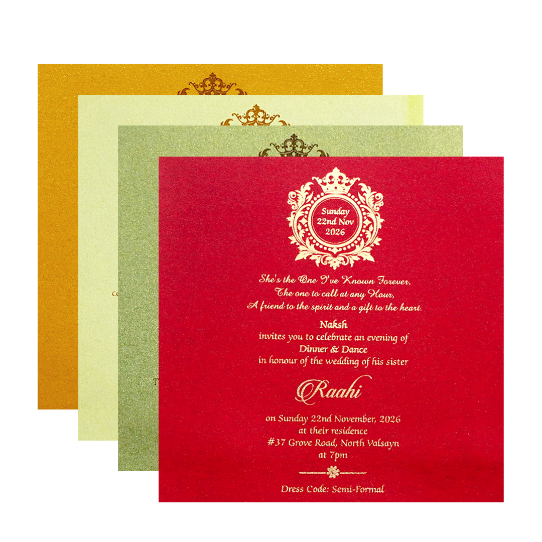 Light Yellow Floral Door Style Wedding Card-KPR06060