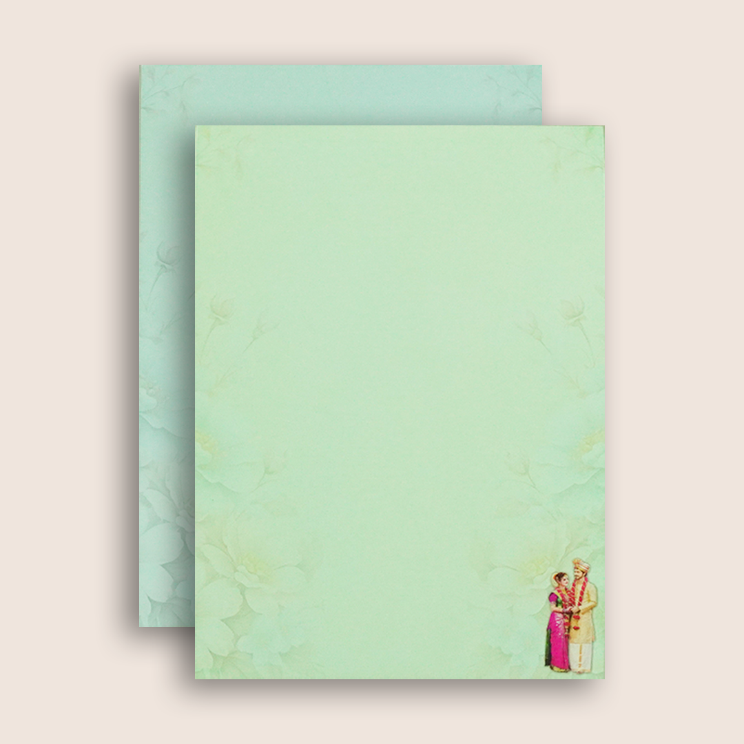 Blue South Indian Bride Groom Wedding Card - KNAR2404