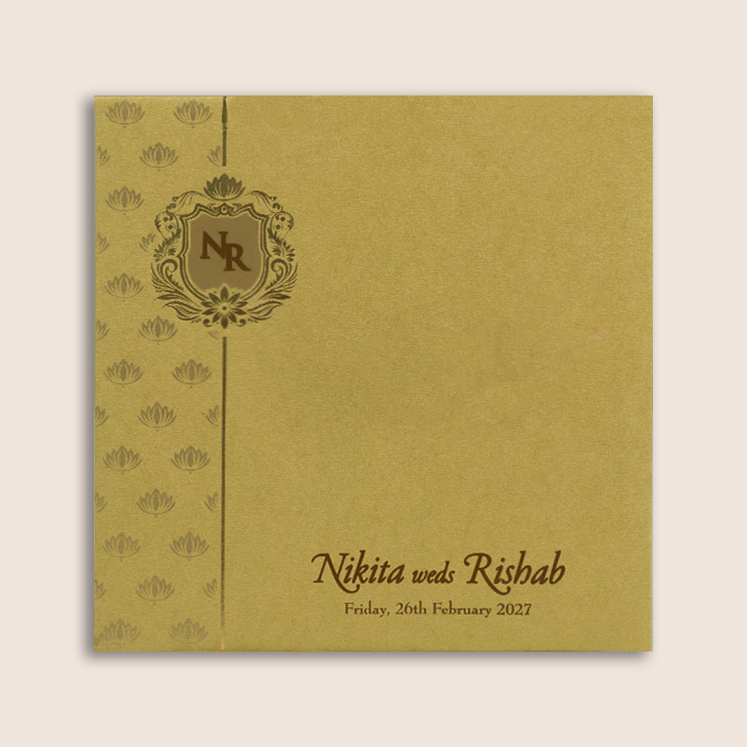 Gold Floral Door Style Wedding Invitation Card - KPR06200
