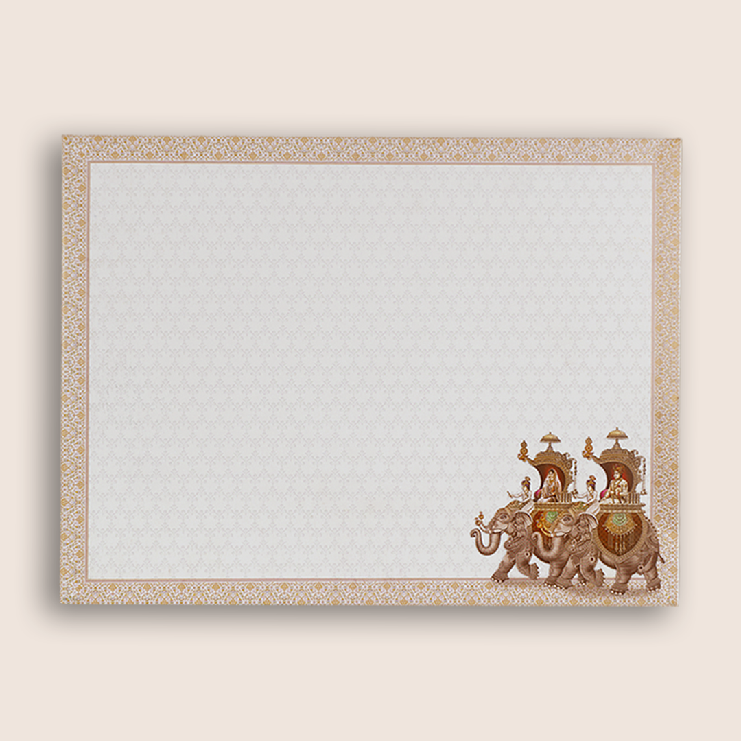 White Royal Baraat Door Style Wedding Card - KAA05420