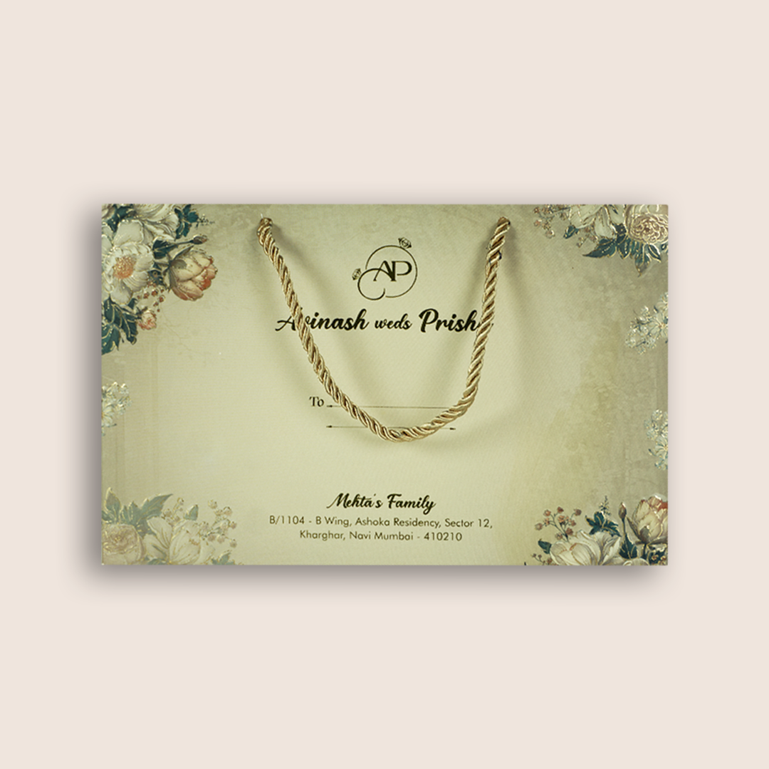 Green Embossed Floral Luxury Wedding Invitation Box - KSI32730