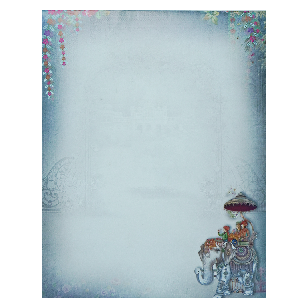 Blue Royal Elephant Baraat Wedding Card-KNKJ1153