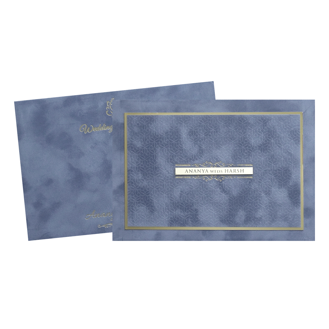 Luxury Grey & Gold Padded Wedding Invitation Card - KMMWD1149