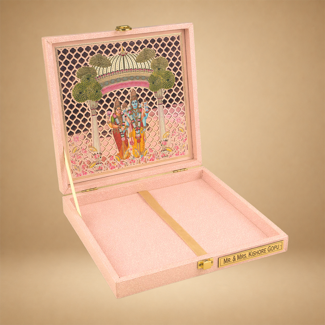 Pink Premium Temple Arch Luxury Invitation Box - KNKUP055