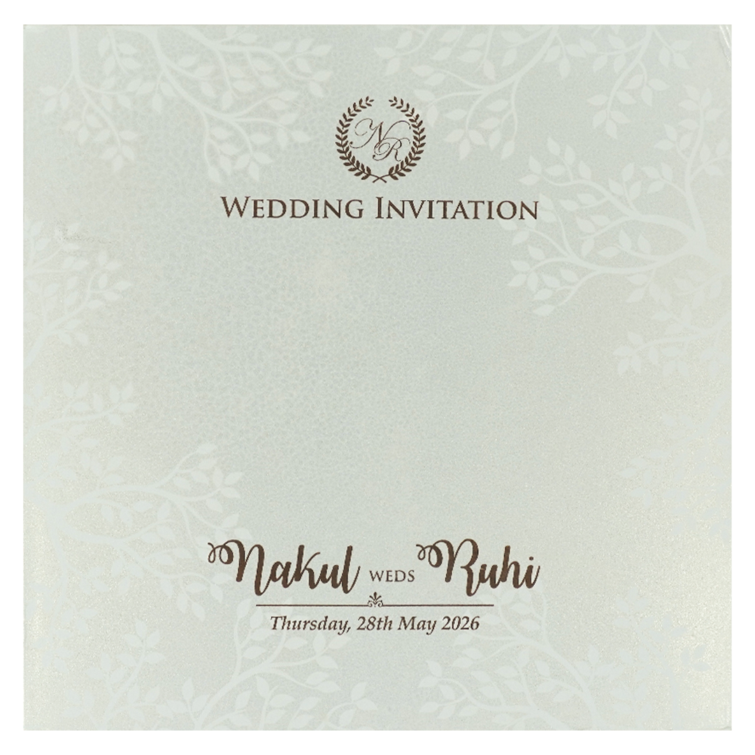 White Gold Arch Elephant Padded Wedding card-KRE28280