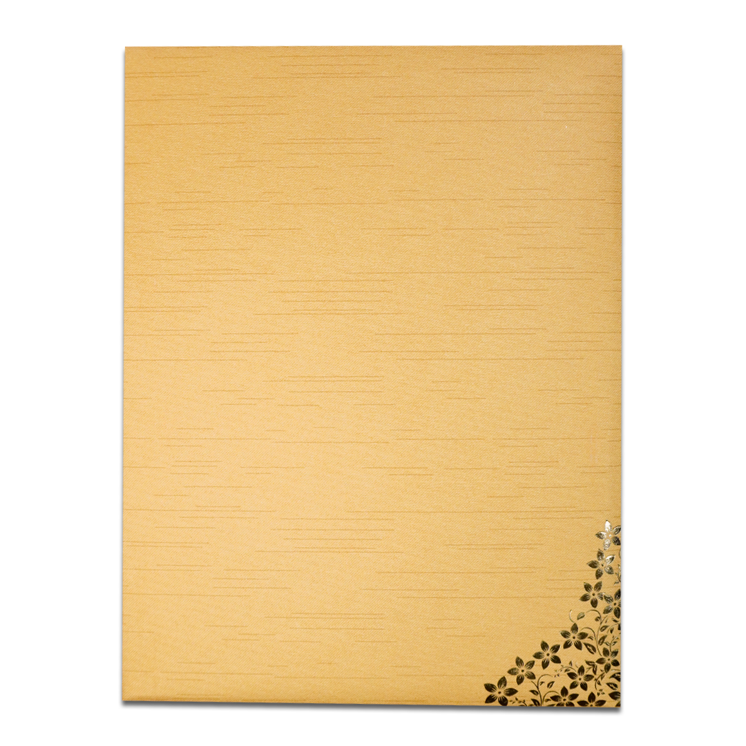 Yellow Gold Floral Ganesha Wedding Card-KNRM7082G