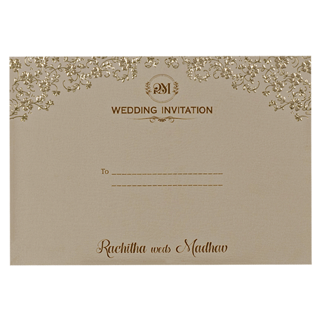 Pink Gold Floral Embossed Wedding Card-KSI64670