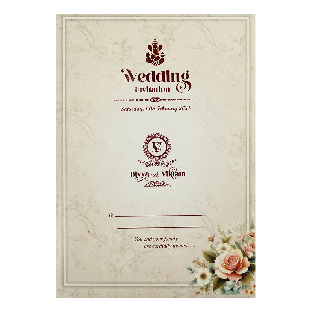 Lavender Floral Wedding Card-KNBL1703