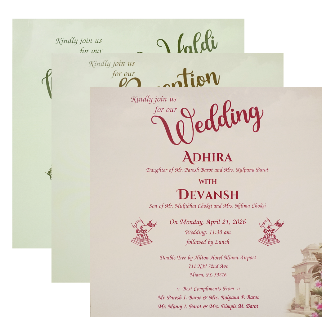 Royal Procession Elephant Padded Wedding Card - KSH72770