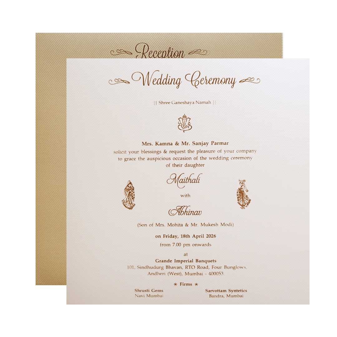 Metalic Gold Laser Cut Palace Padded Wedding Card-KMMWD1129