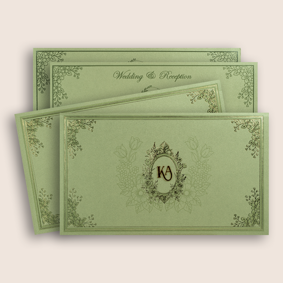 Pista Green Floral Invitation Card - KPR07490