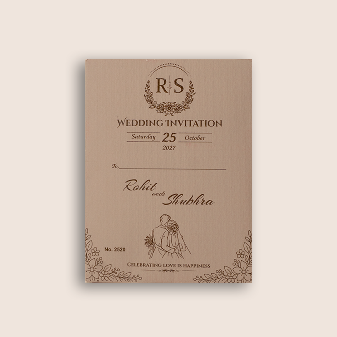 Patel Brown Elegant Floral Laser Cut Wedding Invitation - KJP25200