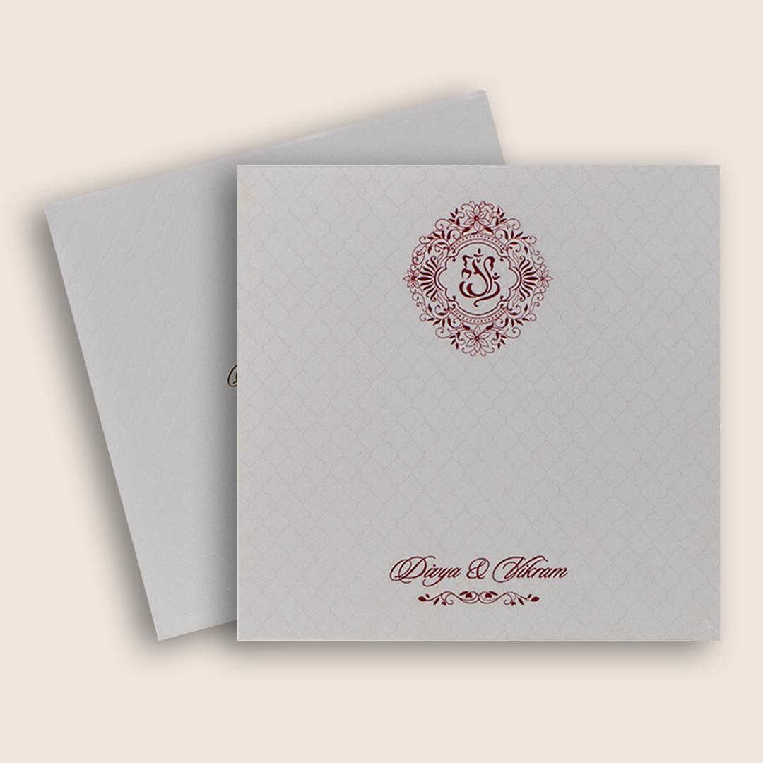 White Embossed Padded Wedding Card - KNK4021W