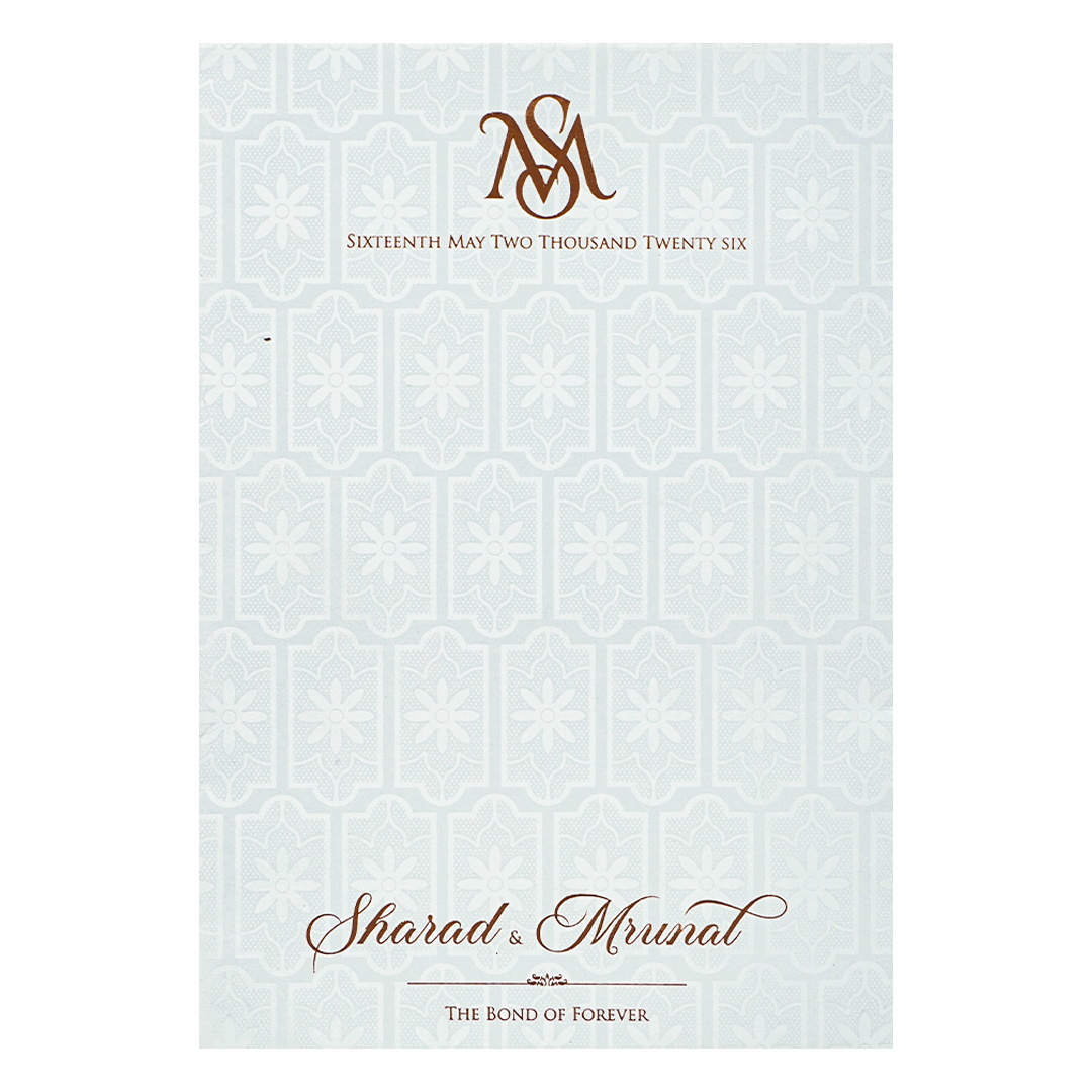 White Embossed Door Wedding card-KRE28690