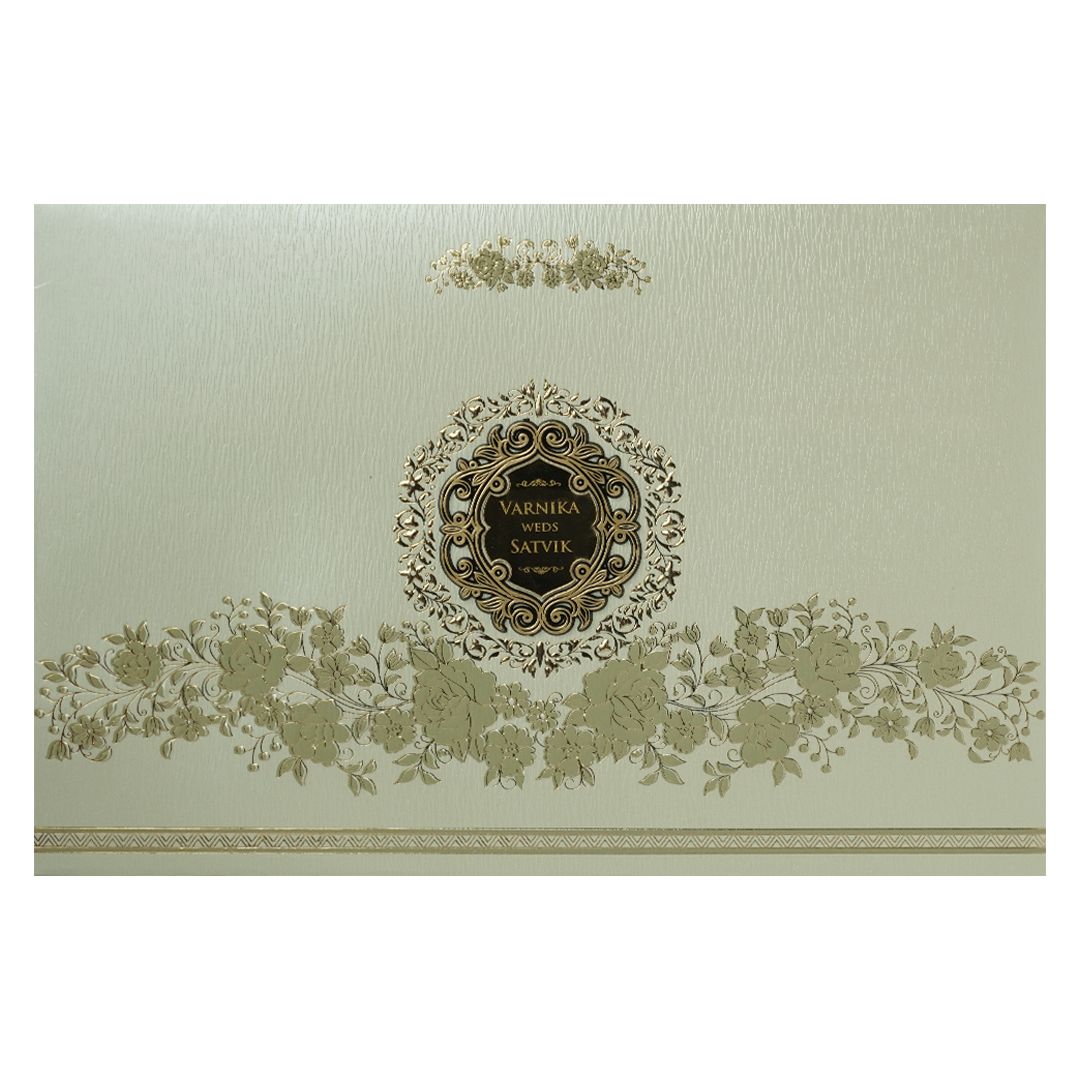 Pastel Green Gold Floral Padded Wedding Card-KSSC2380